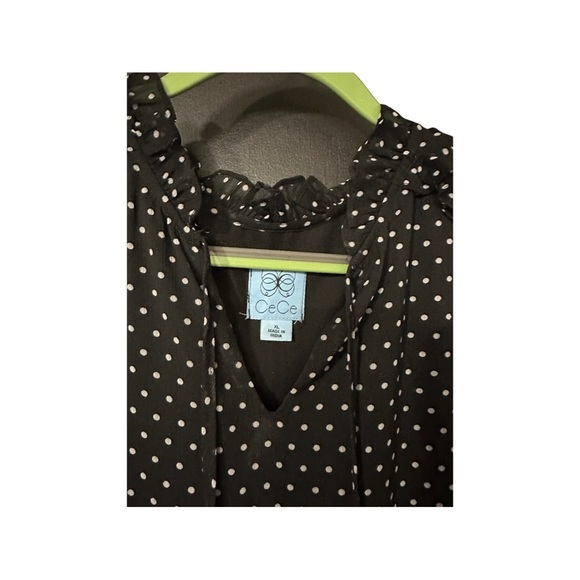 NWOT Cece Women's Black shift dress with white polka dots - XL -‎ cute w belt - Picture 9 of 10